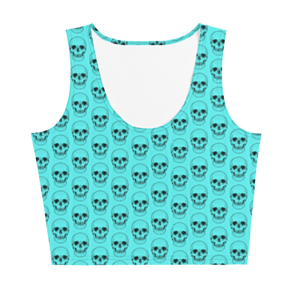 Skulls Neon Blue Crop Top