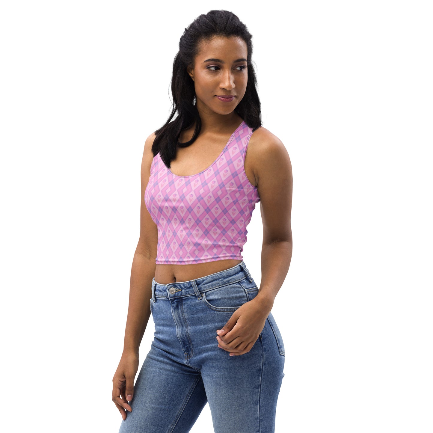 Kawaii Floral Pattern Pastel Pink Crop Top