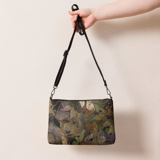 Abstract Moths Dark Colored Crossbody bag