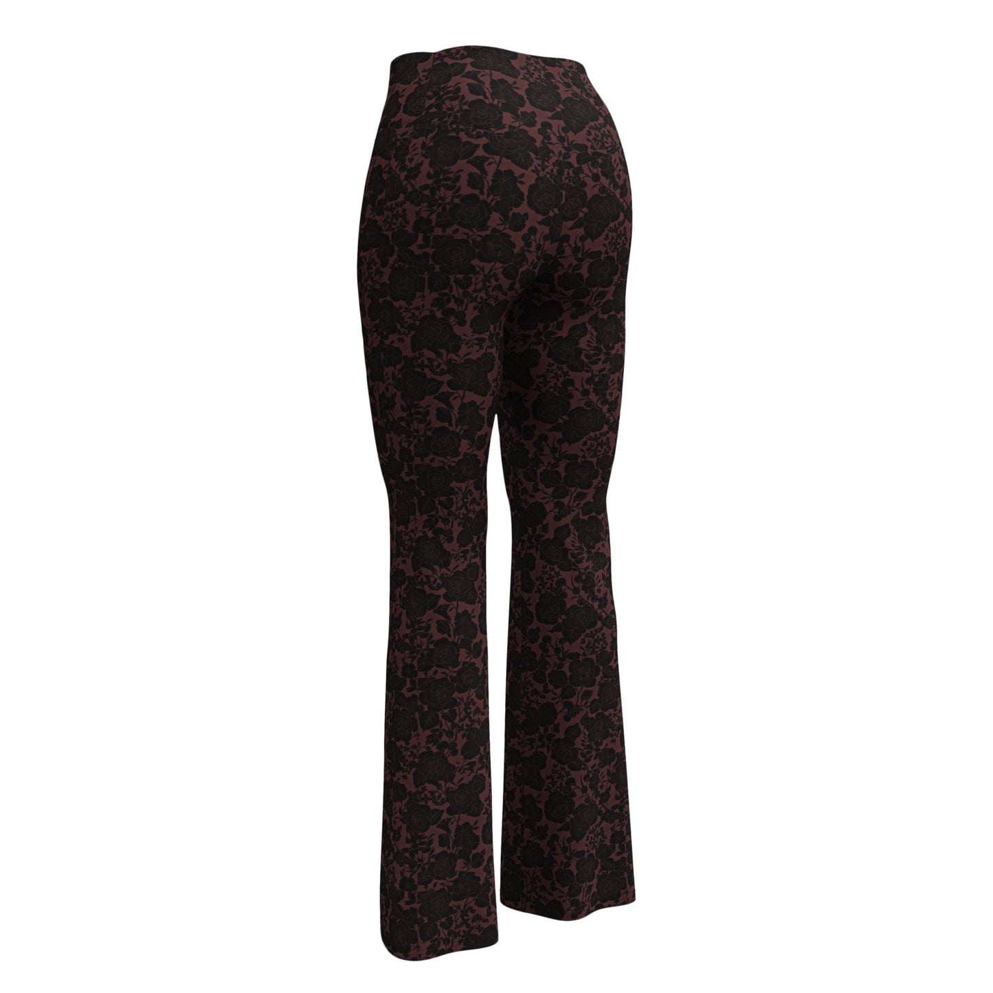 À la mode Burgundy Black Floral Flare Leggings