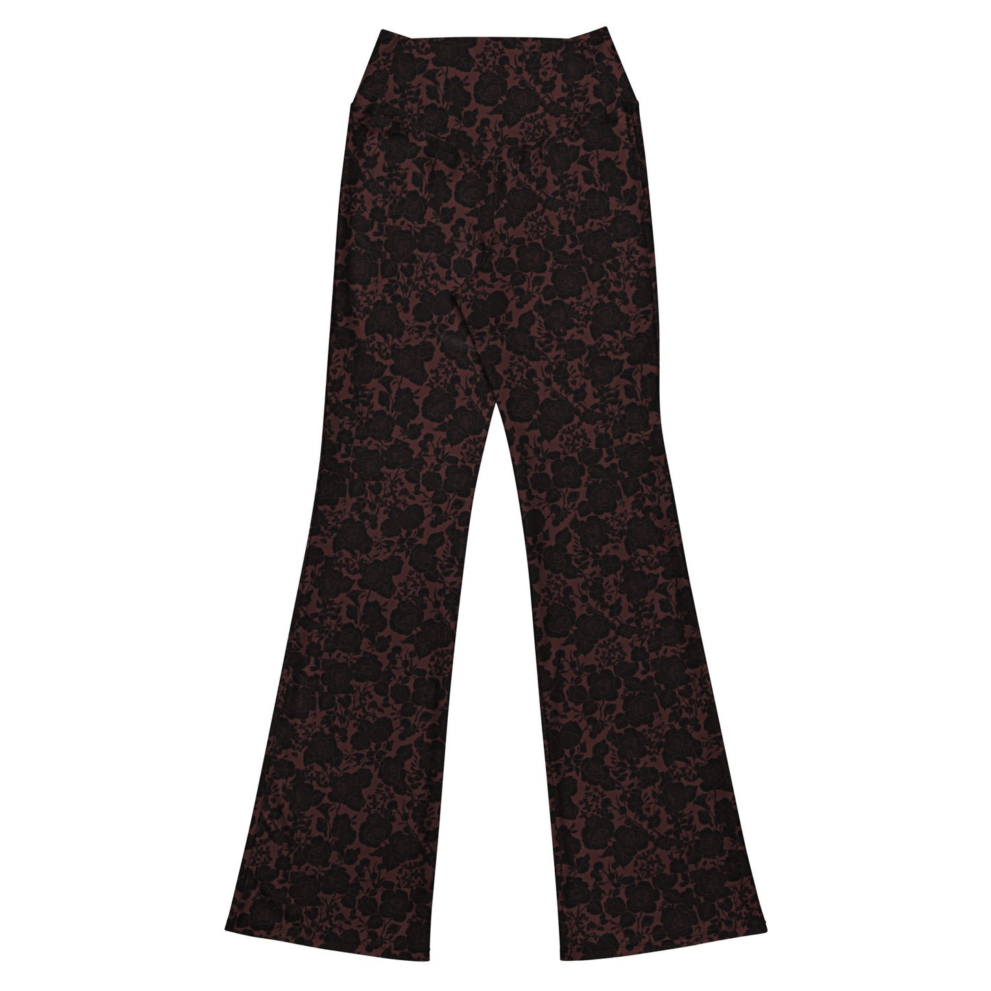 À la mode Burgundy Black Floral Flare Leggings