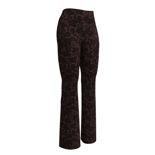 À la mode Burgundy Black Floral Flare Leggings