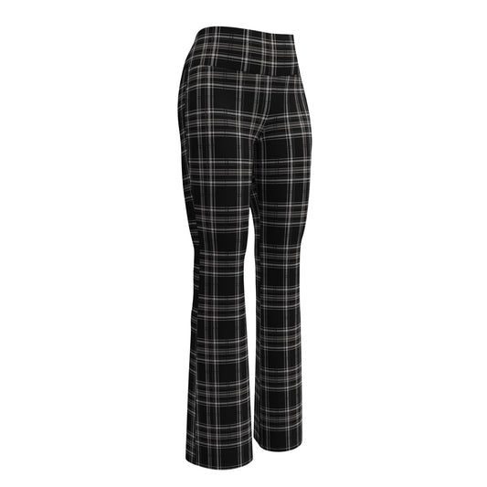 Black Gray Plaid Flare leggings