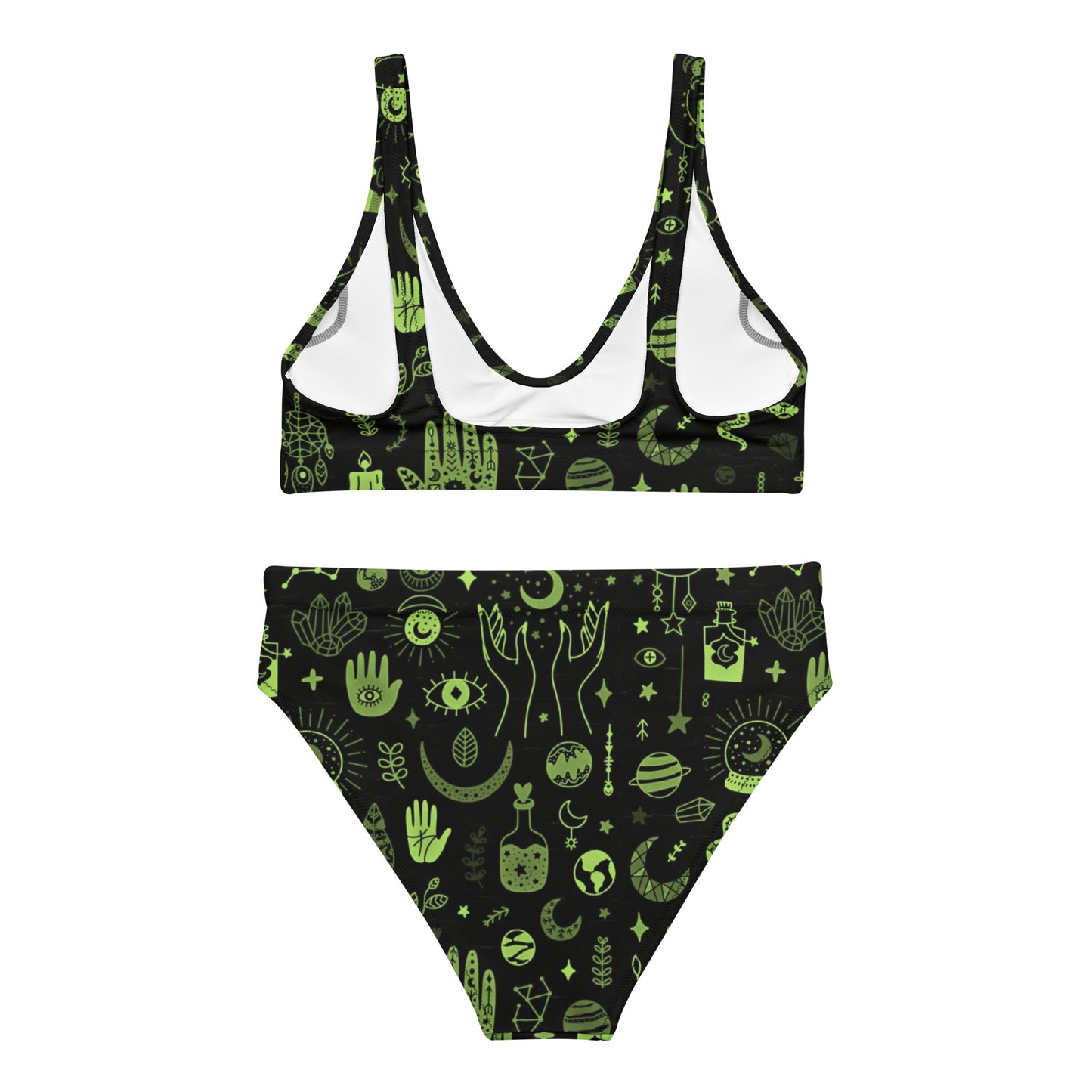 Black and Green Witchy Vibes Women's Sporty Two-Piece Bikini