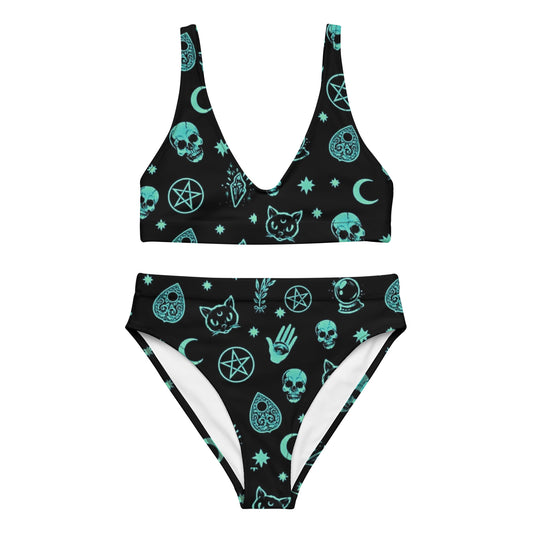 Celestial Blue Witchy Vibes Goth High-Waisted Bikini