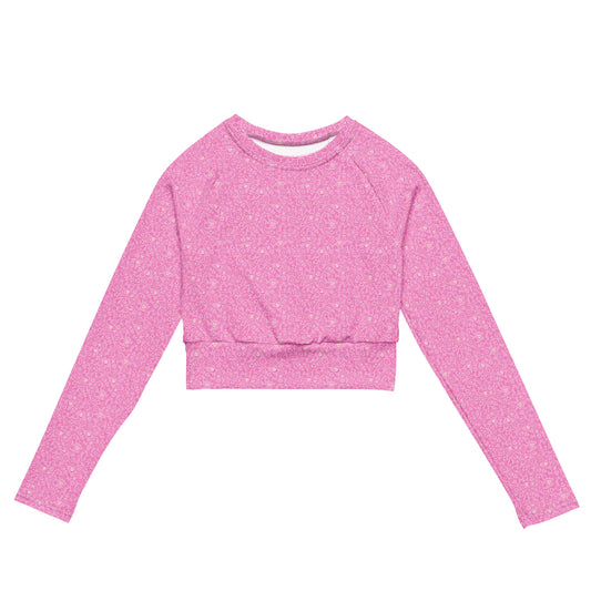 Pink Bunnies Pastel Pink Women's Athletic Long-sleeve Crop Top