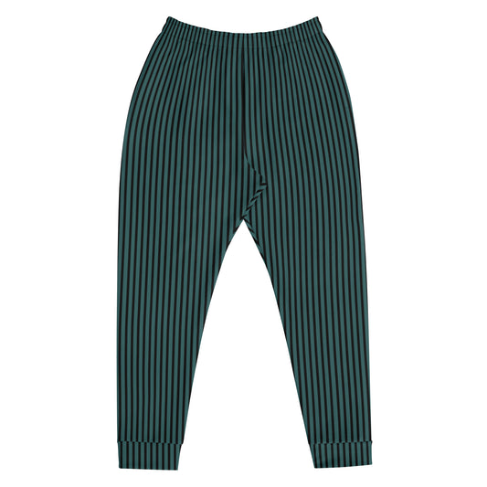 Black and Dark Blue Green Striped Men's Joggers