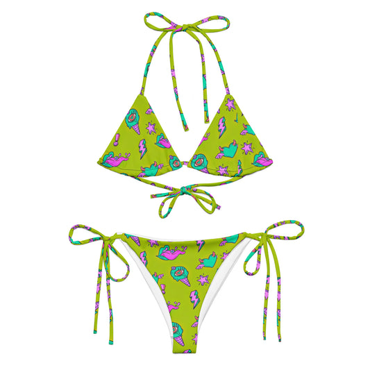 Alt Retro Art Neon Y2K String bikini