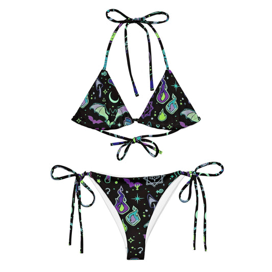 Retro Black Neon Alt Y2K String Bikini