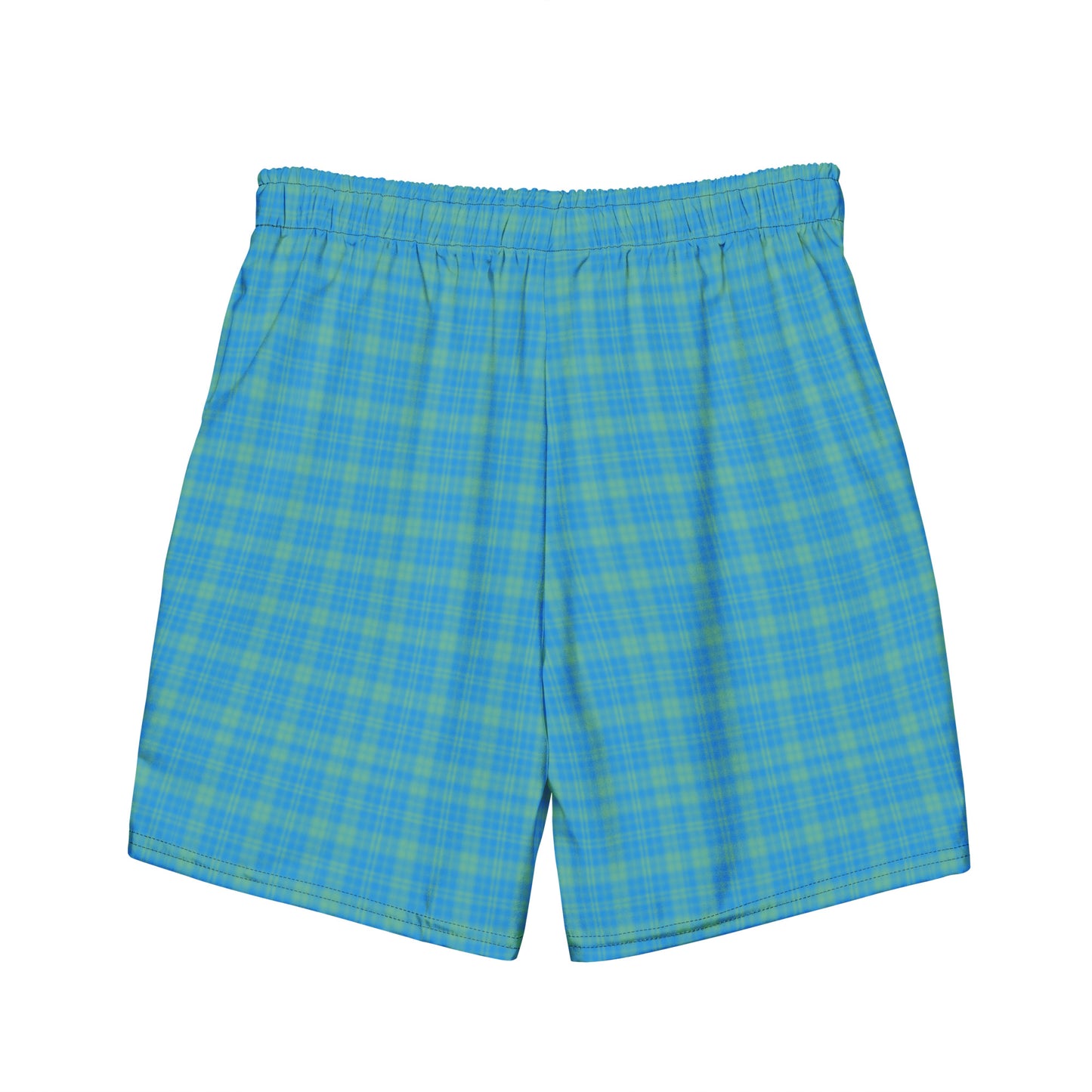 Blue Green Men's Plaid Swim Trunks