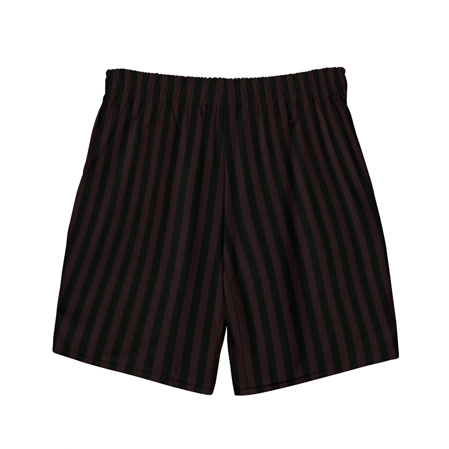 Men's Dark Red Black Striped Swim Trunks