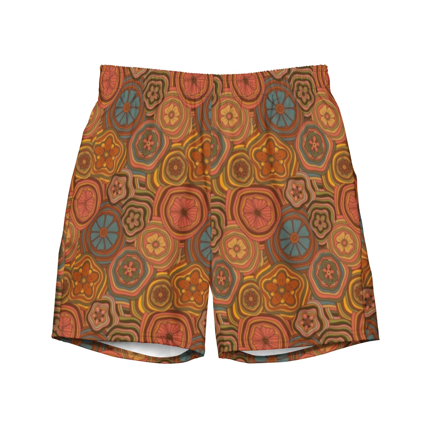 Warm Trippy Floral Men's Retro Swim Trunks