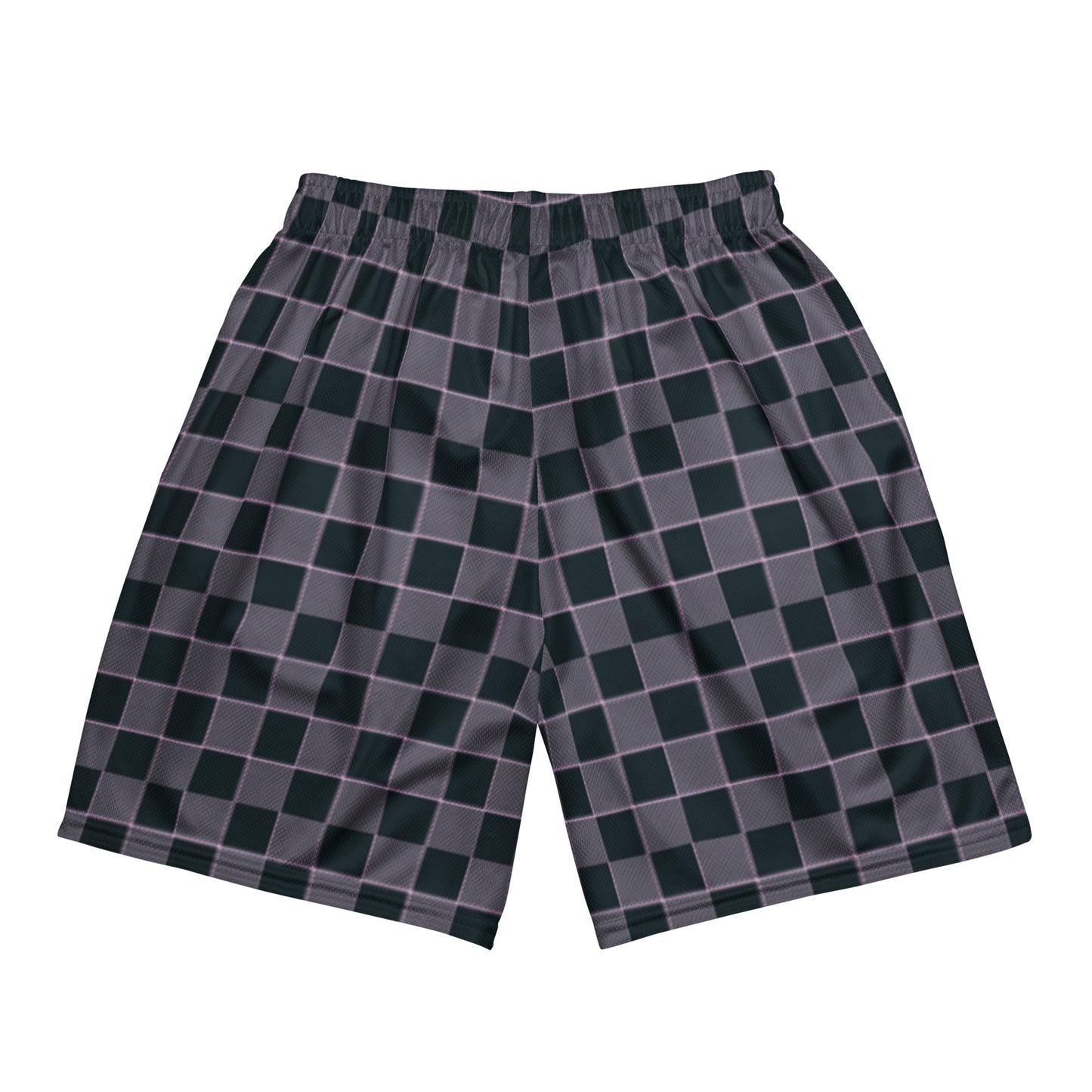 Black Pink Checkered Mesh Men's Retro Basketball Shorts