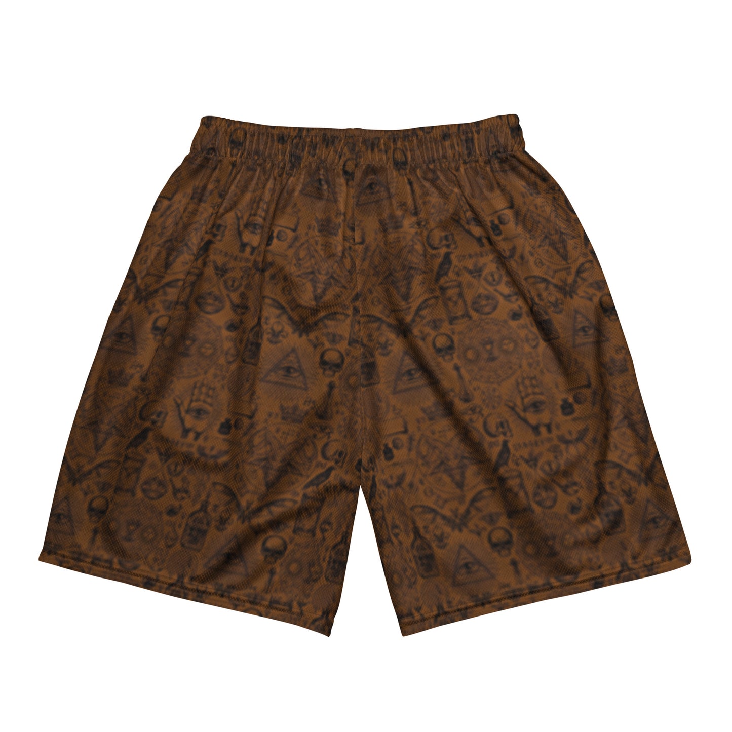 Brown Orange Goth Retro Mesh Shorts