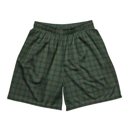 Forest Green Checkered Men's Mesh Basketball Shorts