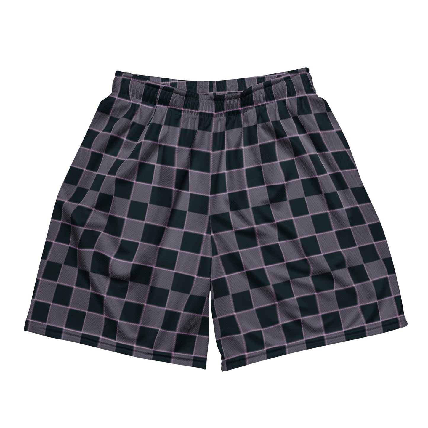 Black Pink Checkered Mesh Men's Retro Basketball Shorts