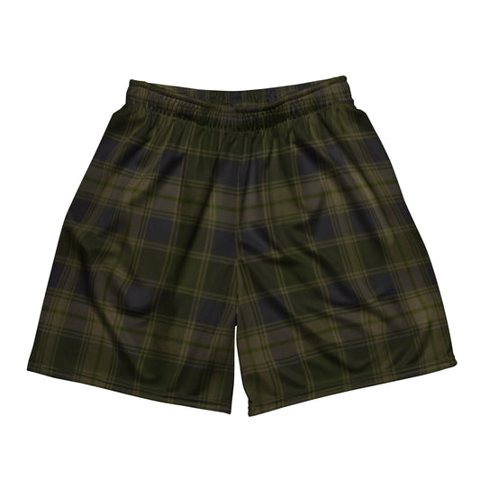 Dark Army Green Plaid Men's Mesh Basketball Shorts