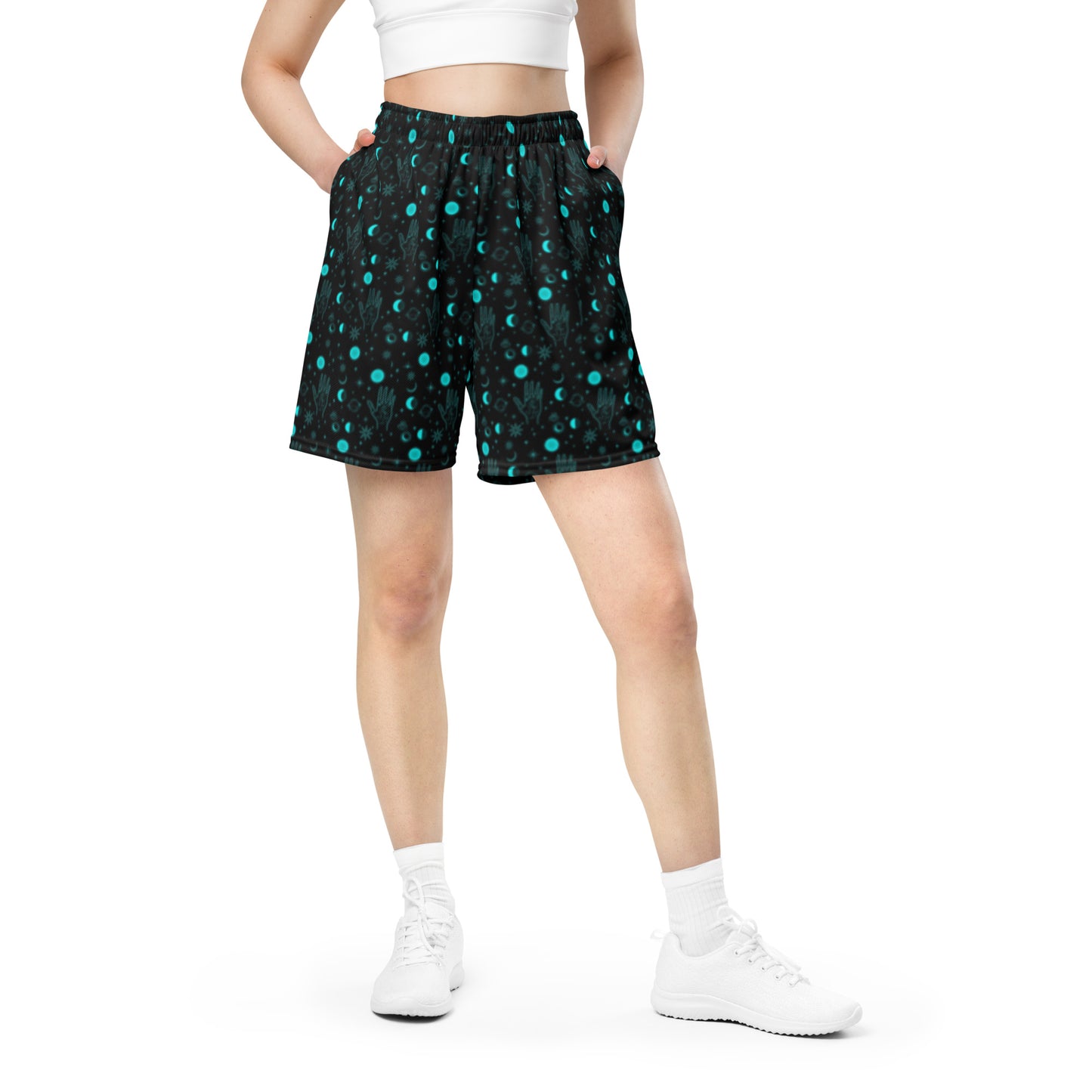 Black and Blue Celestial Retro Mesh Shorts