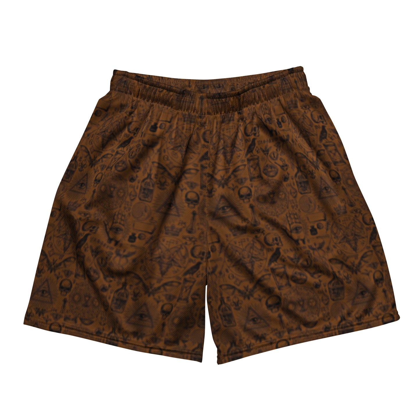 Brown Orange Goth Retro Mesh Shorts