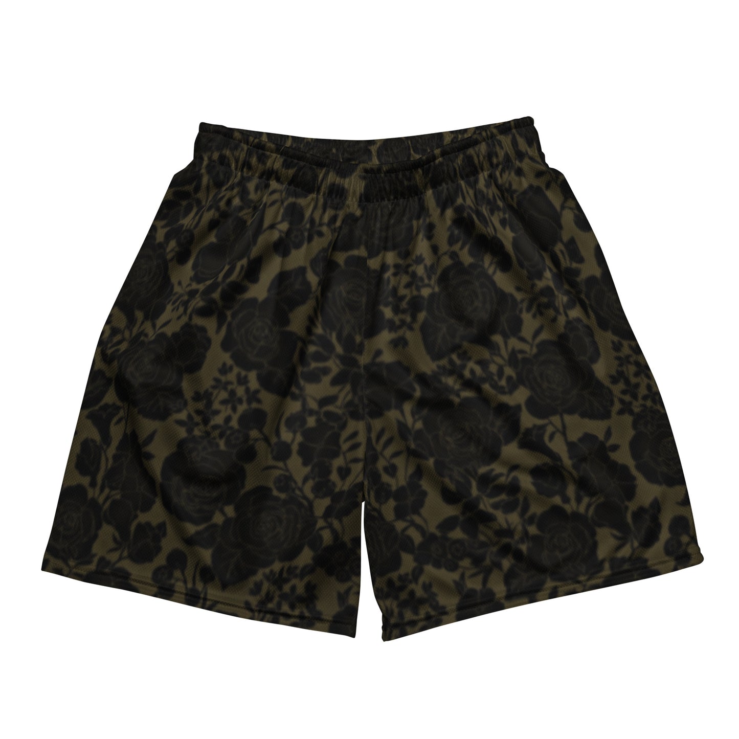 Mesh Shorts | Dark Green Floral Retro