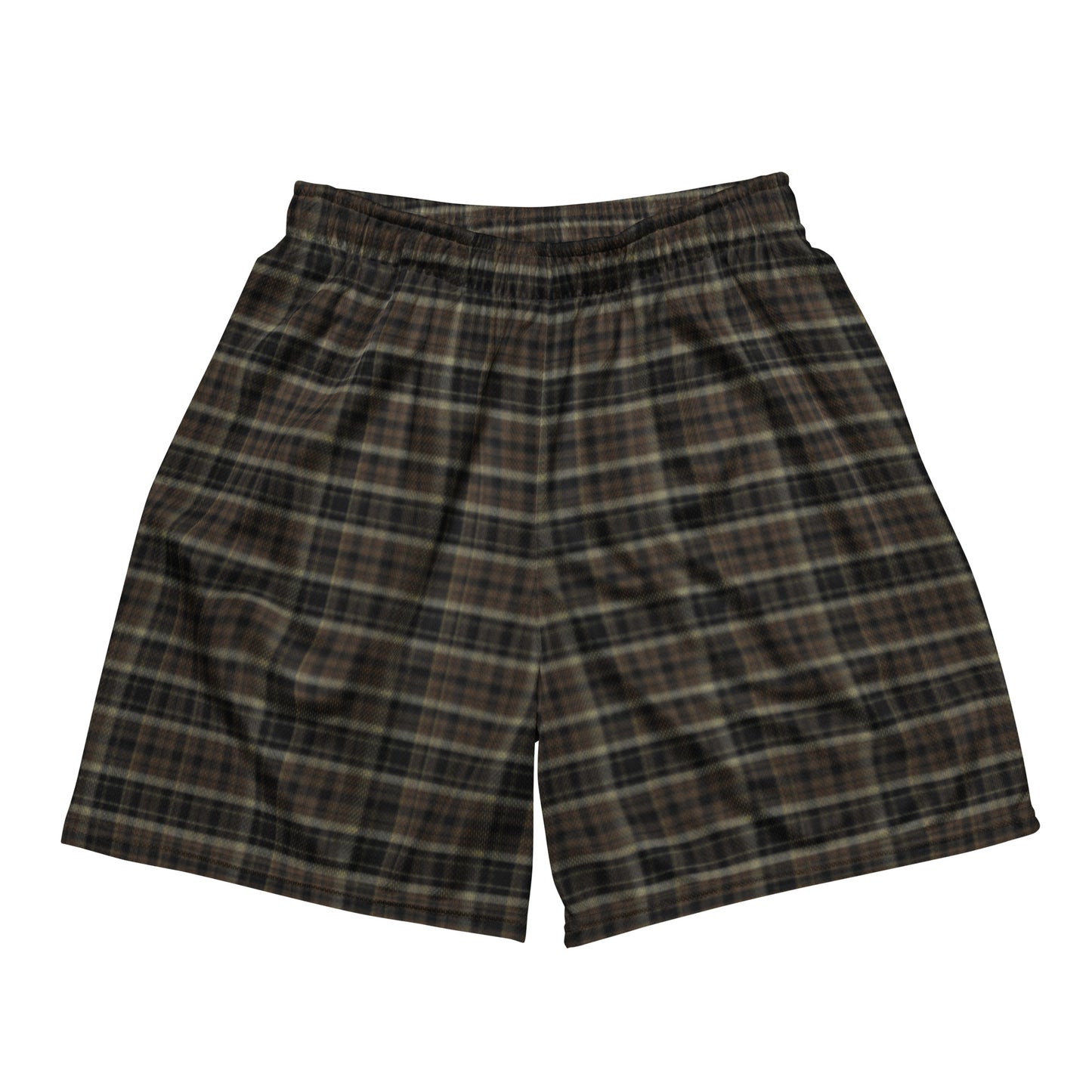 Vintage Brown Black Plaid Mesh Shorts