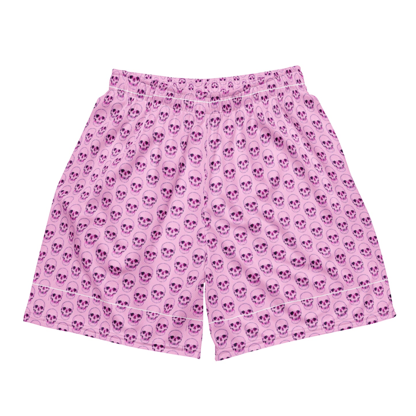 Skulls Pastel Pink Mesh Shorts