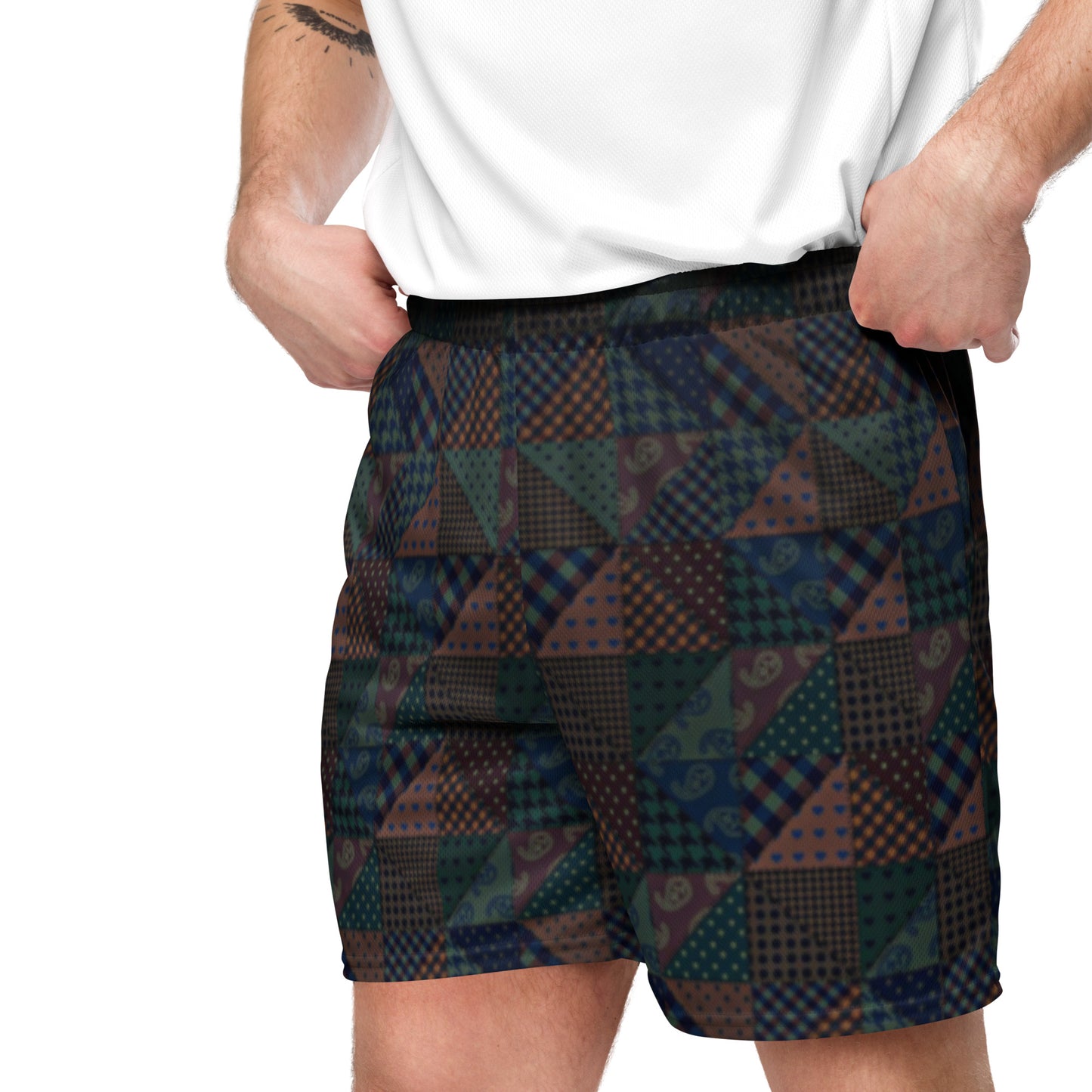 Vintage Pattern Men's Retro Mesh Basketball Shorts