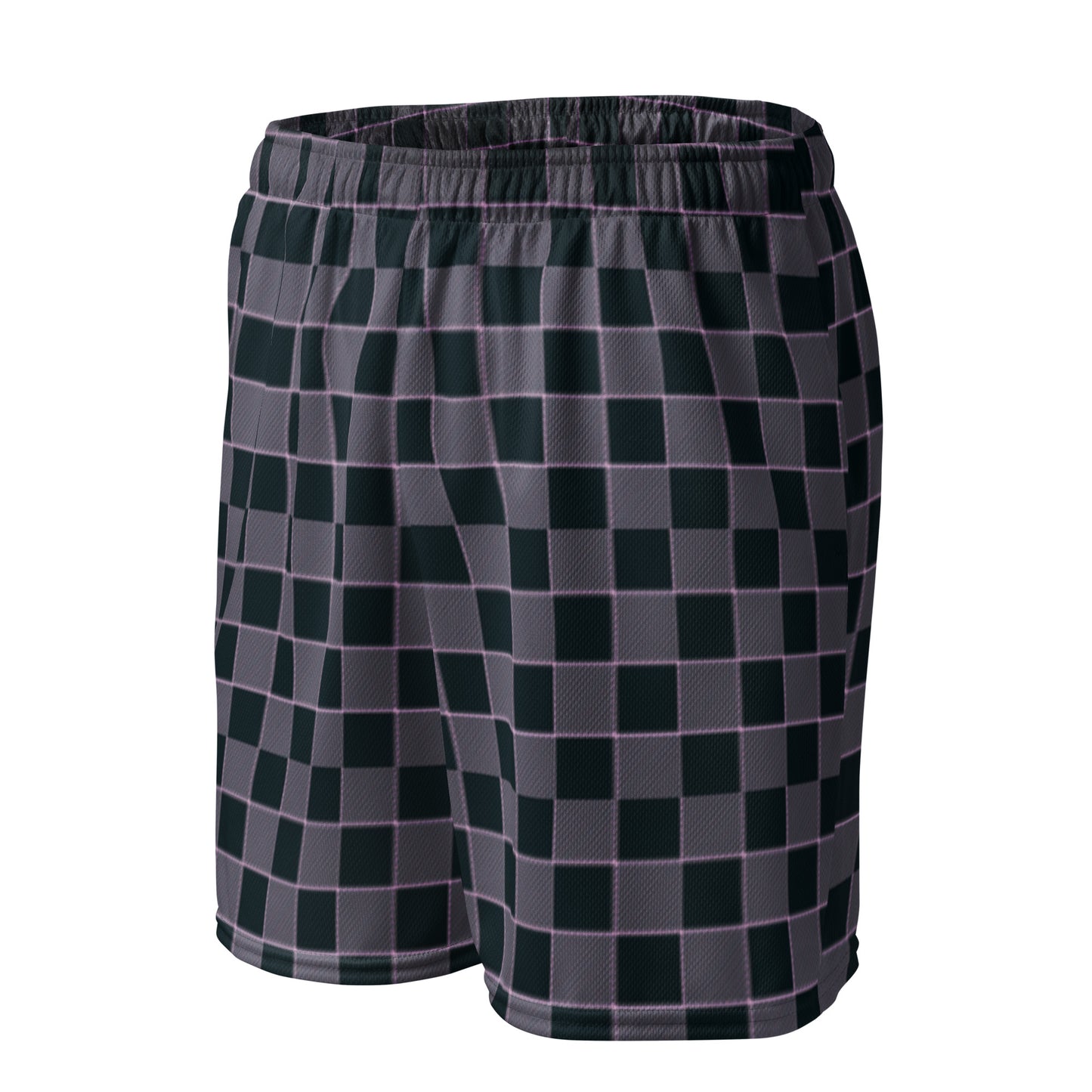 Black Pink Checkered Mesh Men's Retro Basketball Shorts