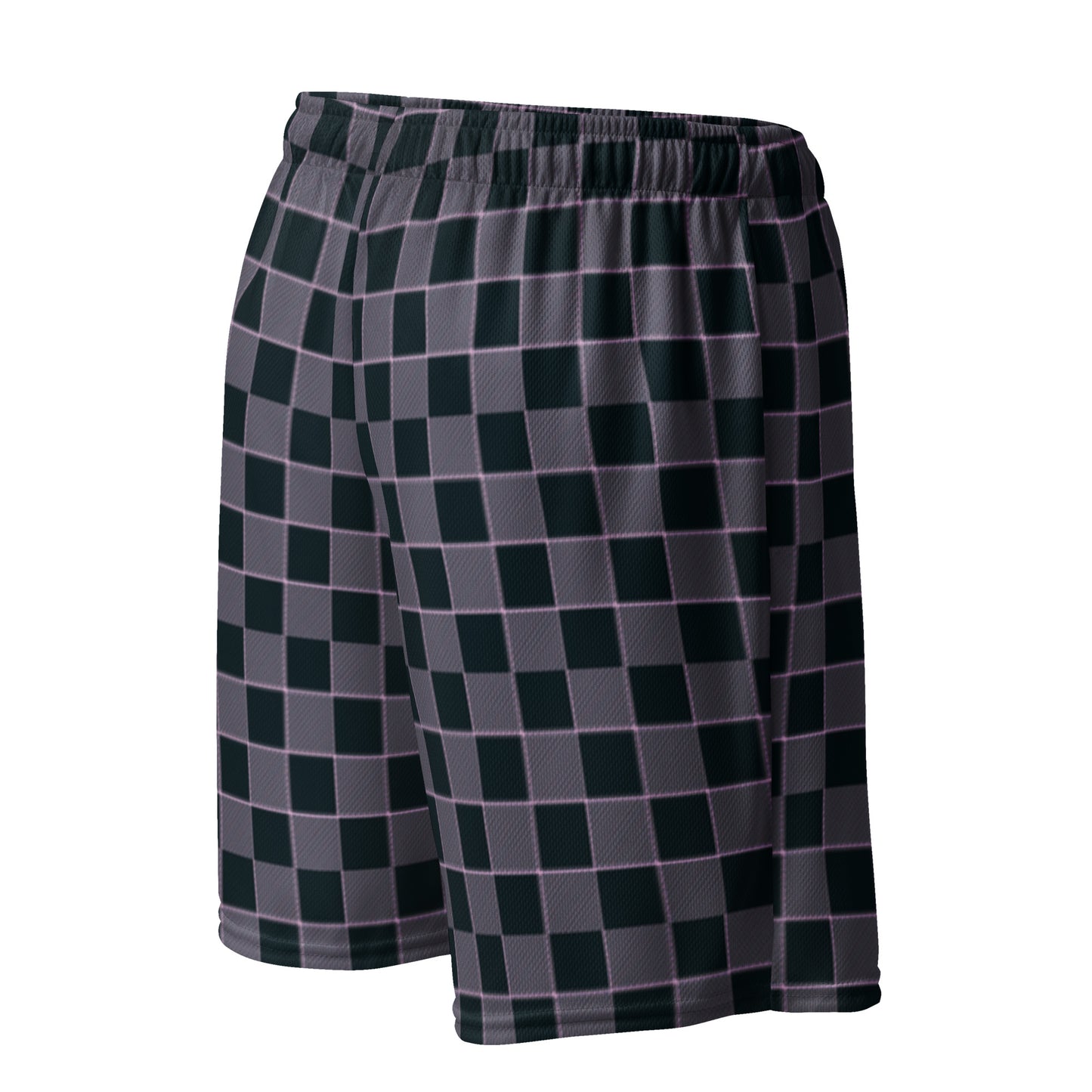 Black Pink Checkered Mesh Men's Retro Basketball Shorts