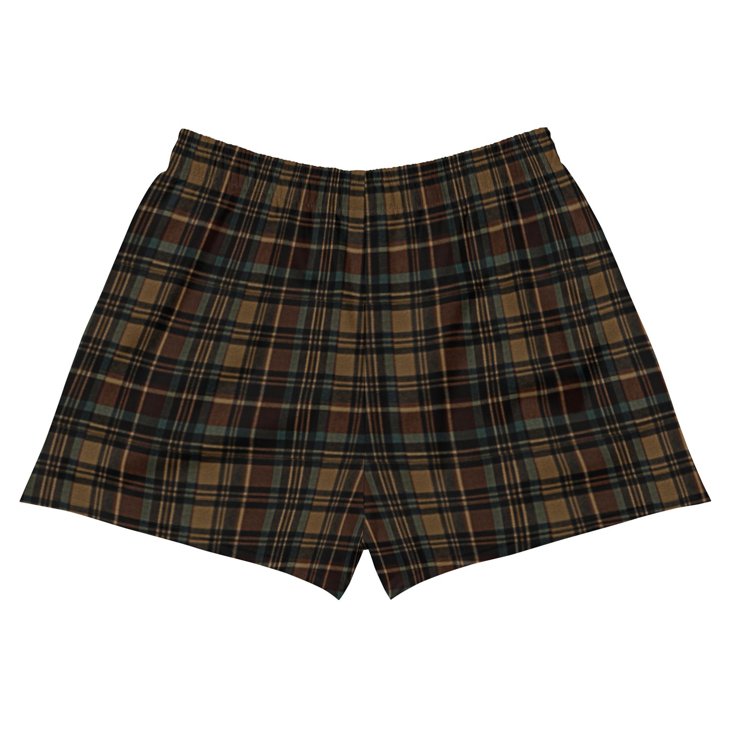 Vintage Dark Brown Plaid Women’s Athletic Shorts