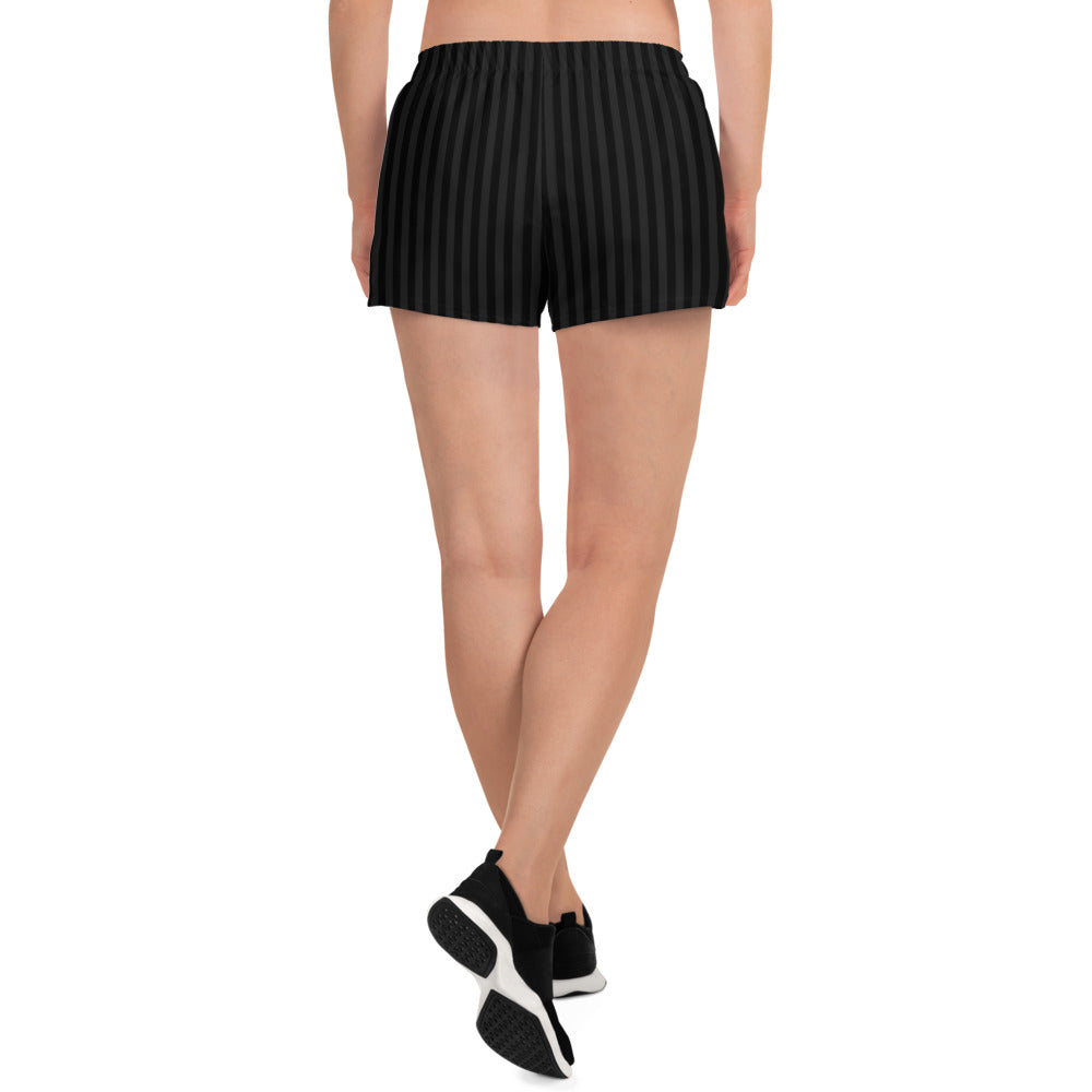 Women’s Athletic Shorts | Gray Black Striped