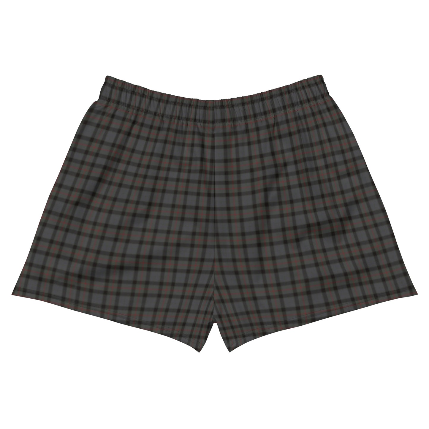 Retro Dark Gray Plaid Women’s Athletic Shorts