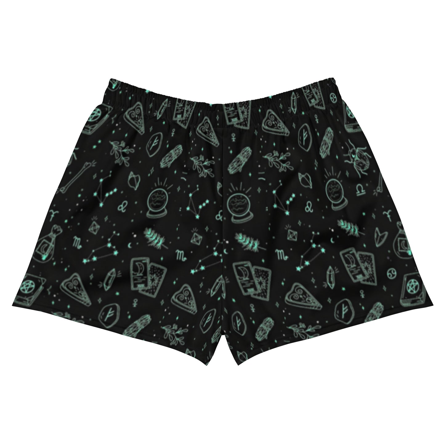 Black Neon Green Occult Women’s Athletic Shorts