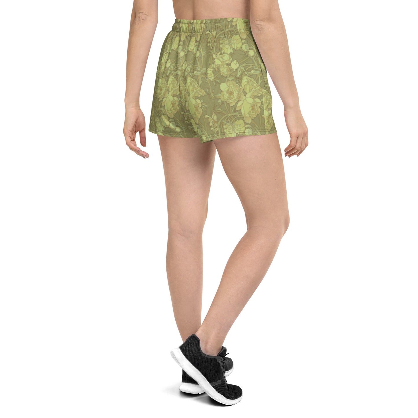 Women’s Athletic Shorts | Green Art Deco Floral