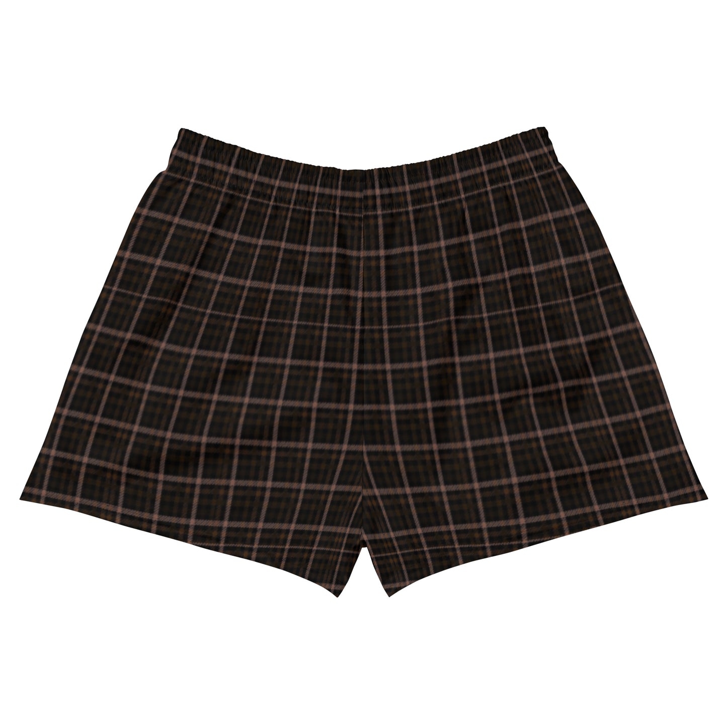 Athletic Shorts for Women | Dark Brown Plaid