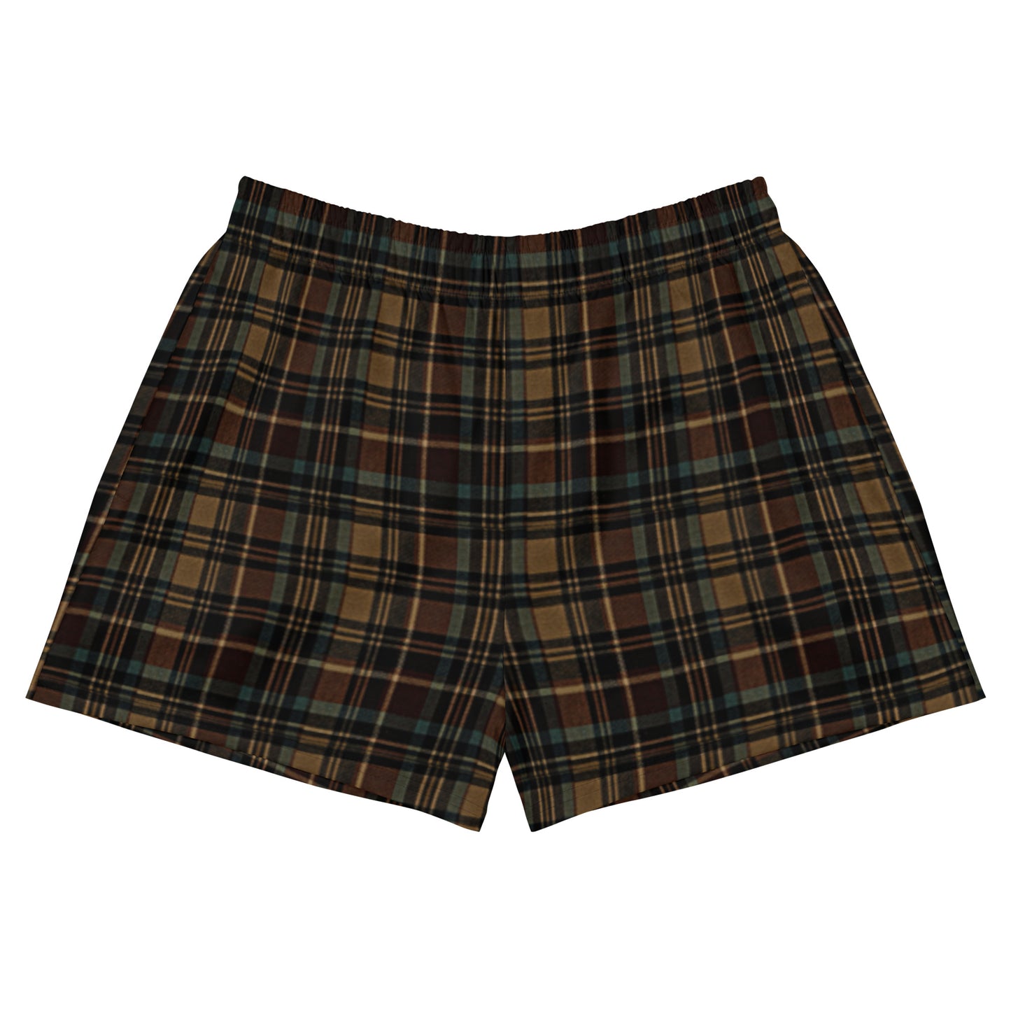 Vintage Dark Brown Plaid Women’s Athletic Shorts