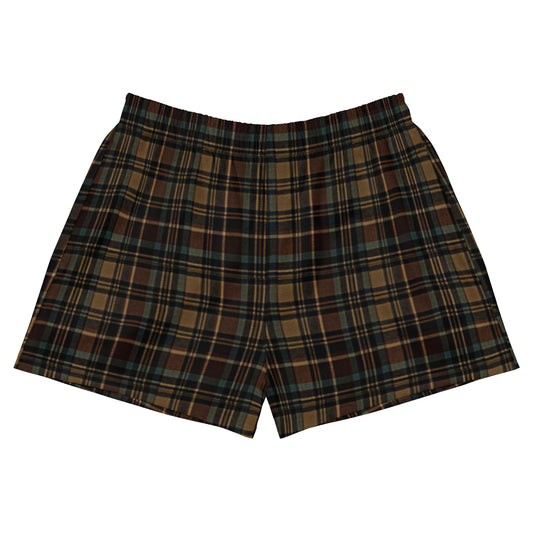 Vintage Dark Brown Plaid Women’s Athletic Shorts