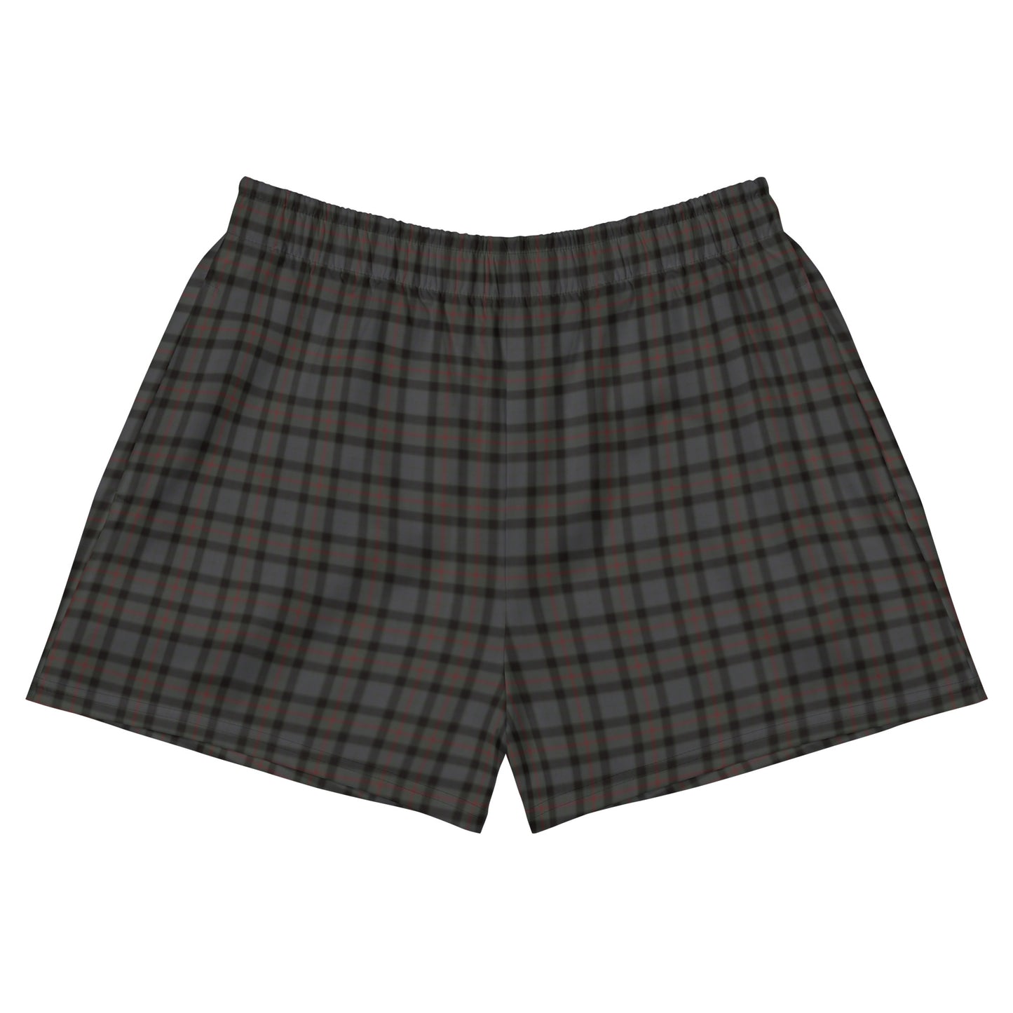 Retro Dark Gray Plaid Women’s Athletic Shorts