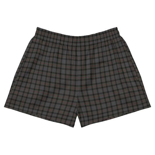 Retro Dark Gray Plaid Women’s Athletic Shorts