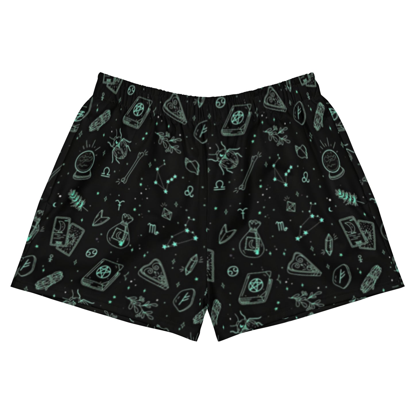 Black Neon Green Occult Women’s Athletic Shorts