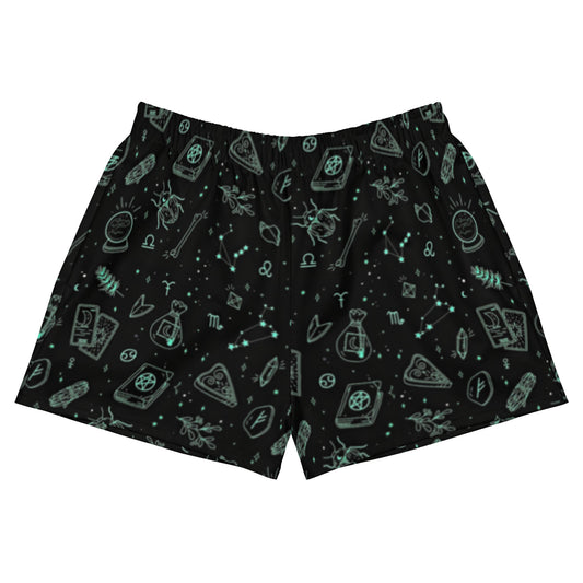 Black Neon Green Occult Women’s Athletic Shorts