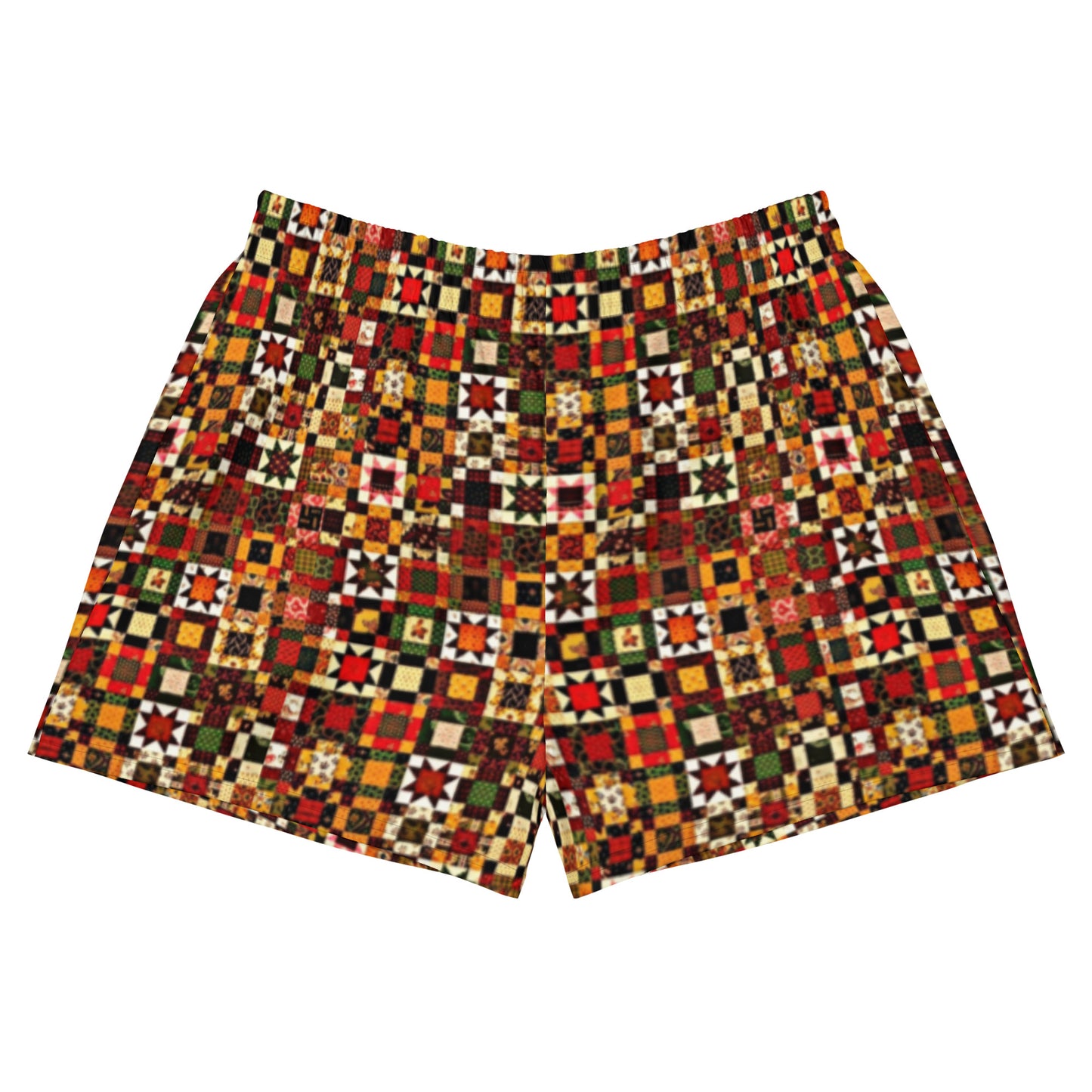 Quilt Pattern Colorful Retro Women’s Athletic Shorts