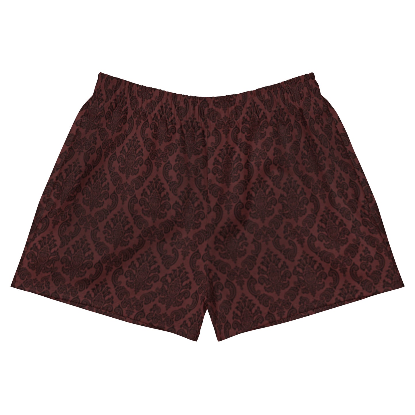 Women’s Athletic Shorts Dark Burgundy Ornamental Pattern