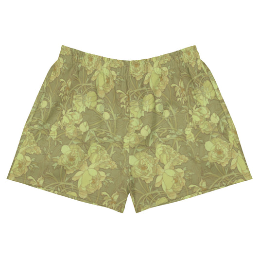 Women’s Athletic Shorts | Green Art Deco Floral