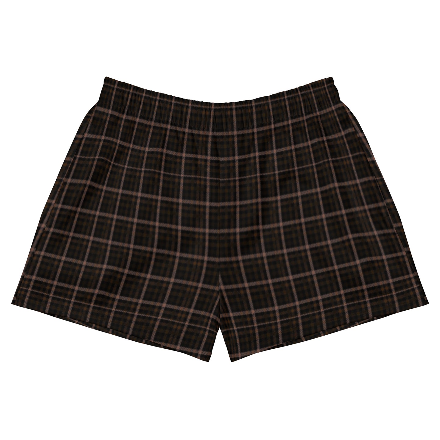 Athletic Shorts for Women | Dark Brown Plaid