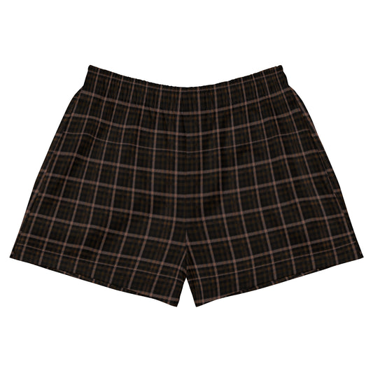 Athletic Shorts for Women | Dark Brown Plaid