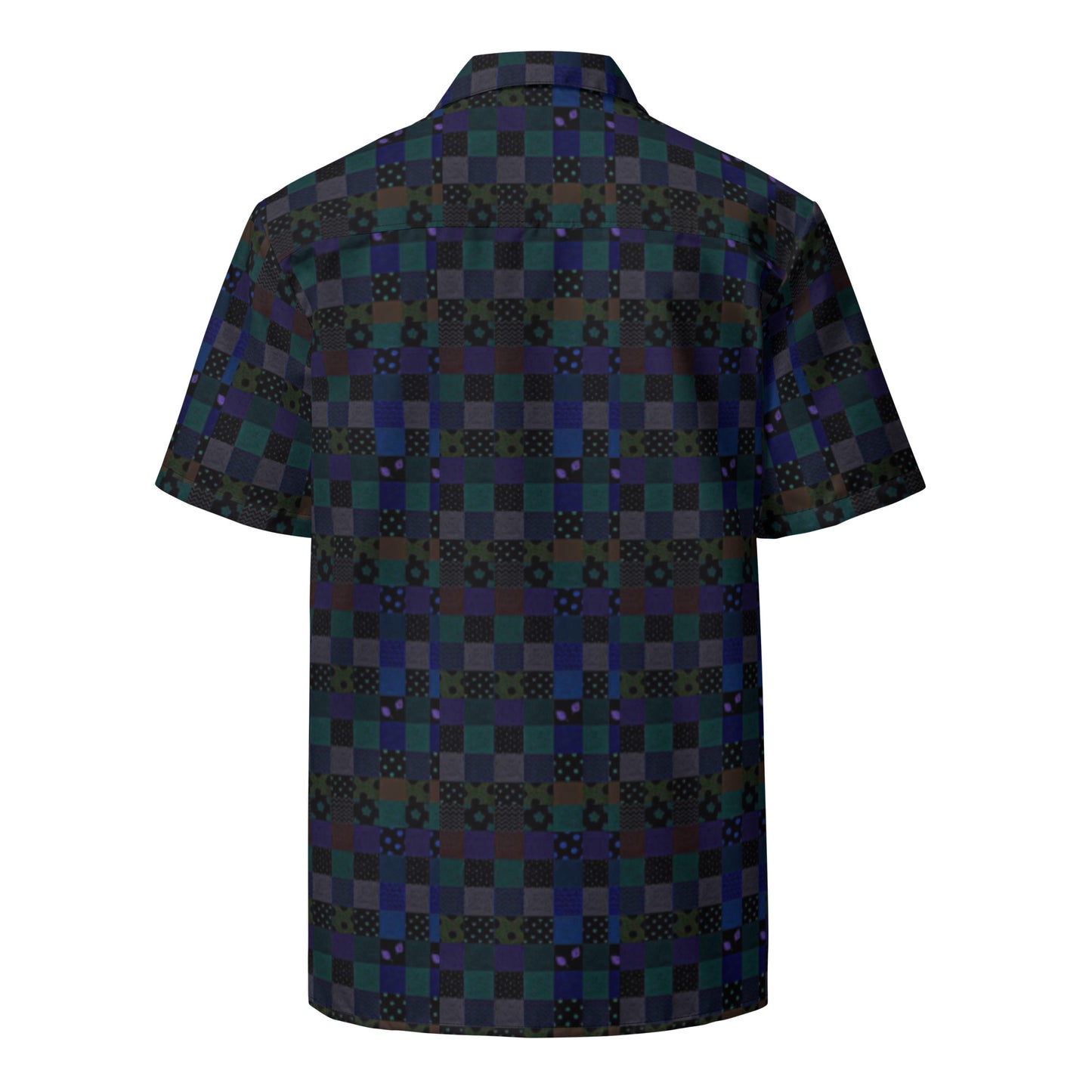 Retro Blue Checkered Plaid Men's Button UP Shirt