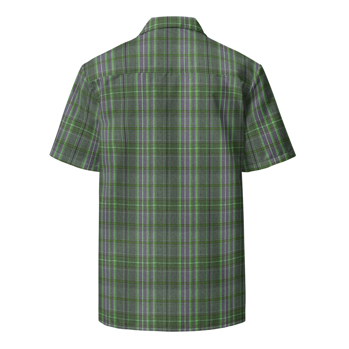 Purple Green Men's Plaid Button Up Shirt