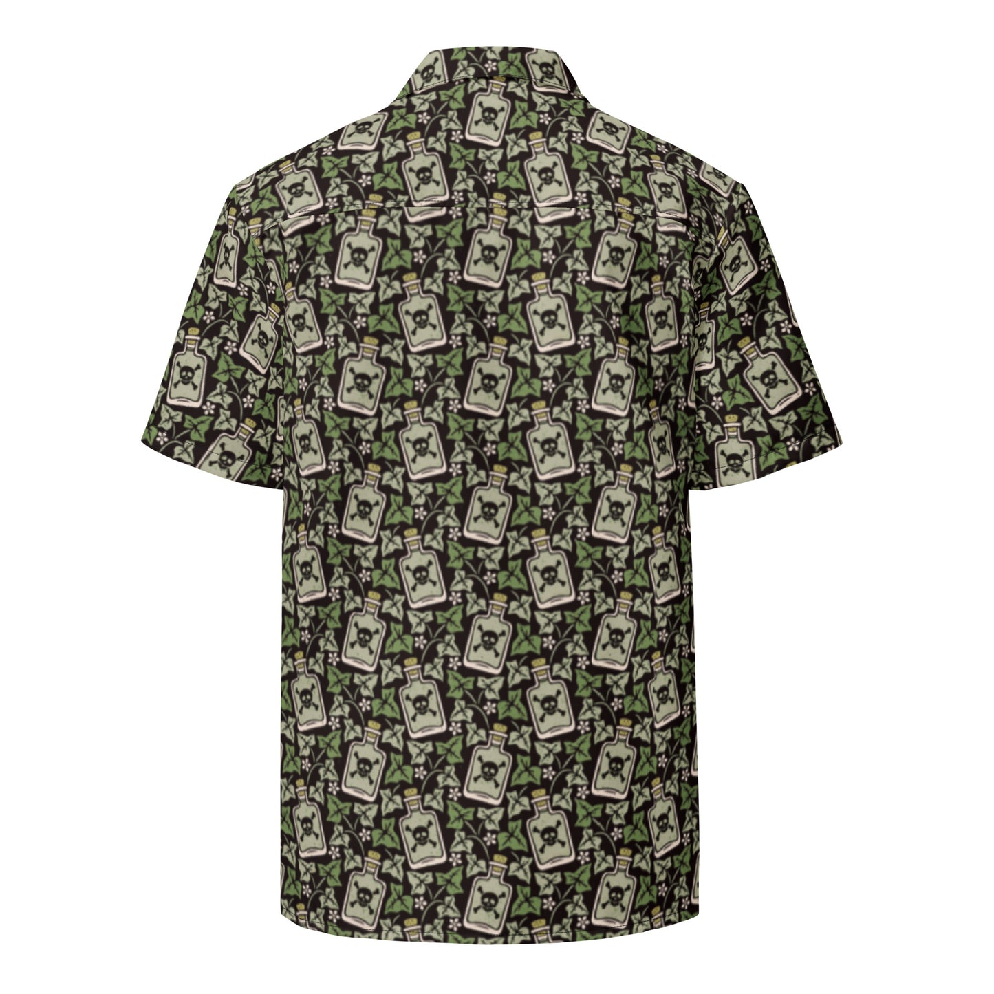 Poison Bottle Leaf Pattern Men's Button Up Shirt