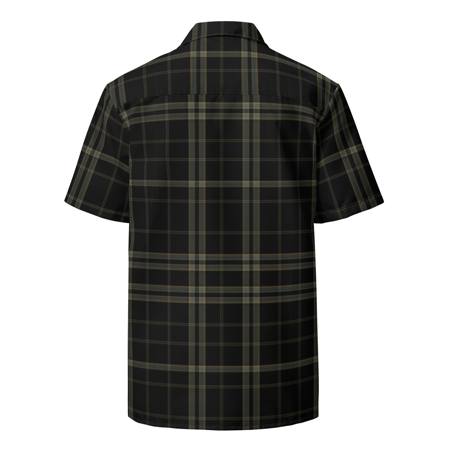 Men's Dark Plaid Black Button Up Shirt